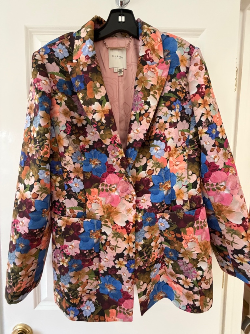 Ted Baker Pink Floral Blazer with Blue and Green Accents